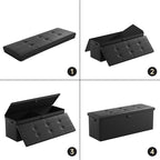 DocSafe Storage Ottoman Bench,Fireproof＆Waterproof Folding Bench with Lock(15”x 43”x15”),Leather Storage Chest with Handles＆2 Extra Boxes,Ottoman Safe for Bedroom,Living Room,Home Office,Black