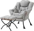 Tiita Lazy Chair with Ottoman, Light Grey Modern Large Accent Chair, Comfy Leisure Sofa Armchair with Ottoman, Reading Chair with Footrest for Bedroom, Living Room, Dorm Rooms, Light Grey
