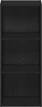 Furinno LUDER Book Shelf, 3-Cube Bookshelf, Bookcase with Open Shelves, 9.3 x 12 x 31.5, Easy Assembly, for Living Room, Bedroom, Home Office, Blackwood