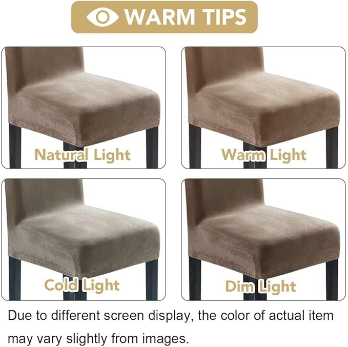 H.VERSAILTEX Velvet Dining Chair Covers Stretch Chair Covers for Dining Room Set of 2 Parson Chair Slipcovers Chair Protectors Covers Dining, Soft Thick Solid Velvet Fabric Washable, Taupe