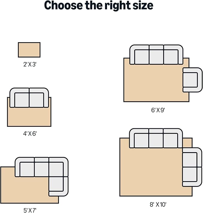 Amazon Basics Fluffy Washable Area Rug, Shaggy Carpet for Living Room, Bedroom, 6' W × 9' L, Beige