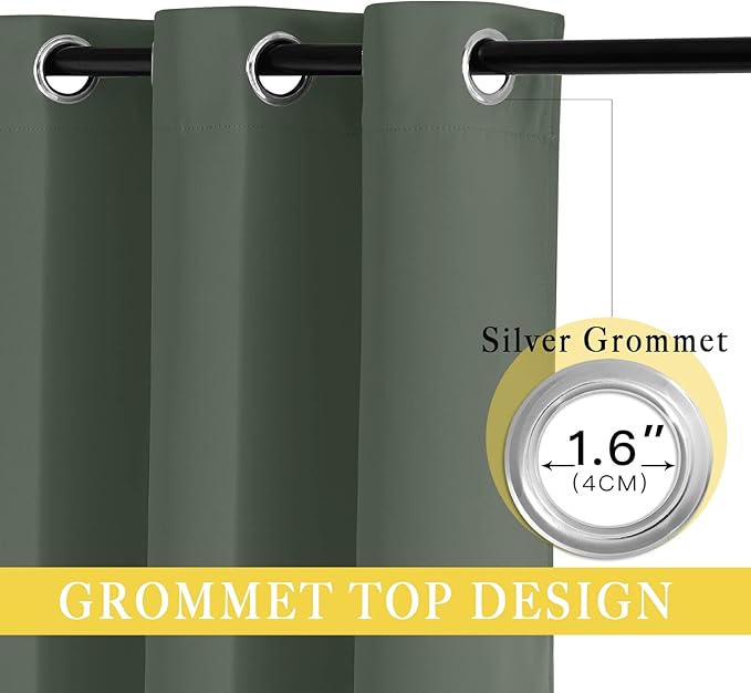 NICETOWN Blackout Curtain for Bedroom 108 inches Long - Grommet Thermal Curtain Light Blocking Room Darkening Window Treatment for Living Room (Dark Mallard, 1 Panel, W52 x L108)