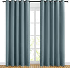 NICETOWN Blackout Greyish Blue Curtains for Sliding Glass Door 2 Panels - Thermal Insulated Grommet Room Darkening Window Drapes Sound Reducing Room Dividers for Living Room (2 Panels, W66 x L84)