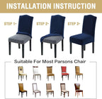 H.VERSAILTEX Velvet Dining Chair Covers Stretch Chair Covers for Dining Room Set of 4 Parson Chair Slipcovers Chair Protectors Covers Dining, Soft Thick Solid Velvet Fabric Washable, Navy