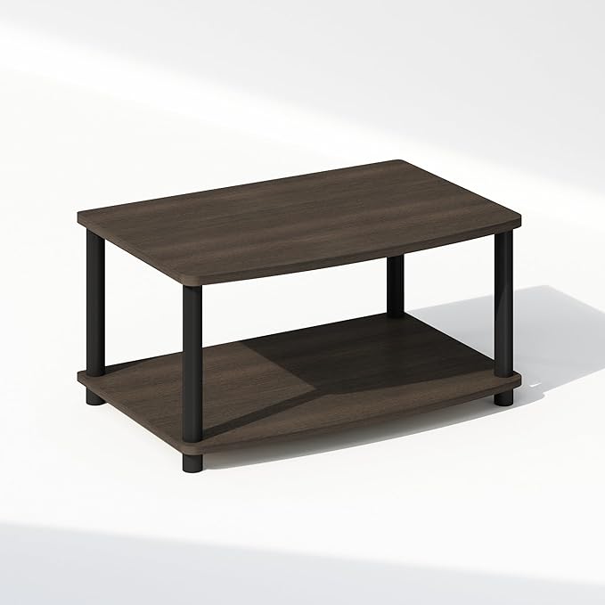 Furinno Turn-N-Tube Printer Stand with Storage, 2-Tier Printer Table, Under Desk Printer Stand, Toolless Assembly, for CPU, Office Supplies, Home Office, Dark Brown