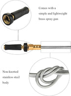 Expandable Metal Garden Hose 75 FT - 304 Stainless Steel Water Hose 75 FT - Heavy Duty non Kinking Flexible Garden Hose, no Bite