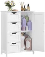 VASAGLE Storage Cabinet with Drawers, Freestanding Floor Cabinet with Door, 13.8 x 25.6 x 35.4 Inches, Adjustable Shelf, for Bathroom, Living Room, Kitchen, Cloud White ULHC042WH01S