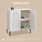 Modern Buffet Cabinet with Storage, 92.63" W Fluted Arched Sideboard Cabinet w/Adjustable Shelves, Wooden Modular Coffee Bar for Dining Room, Kitchen, Living Room, Entryway, White