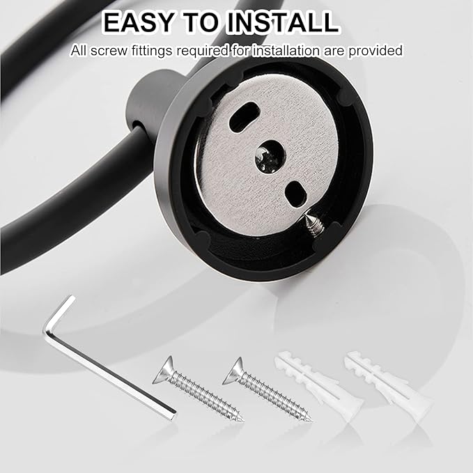 SetSail Towel Holder for Bathroom Wall Matte Black Towel Ring Stainless Steel Hand Towel Holder Heavy Duty Towel Hanger for Bathroom, 3 Packs