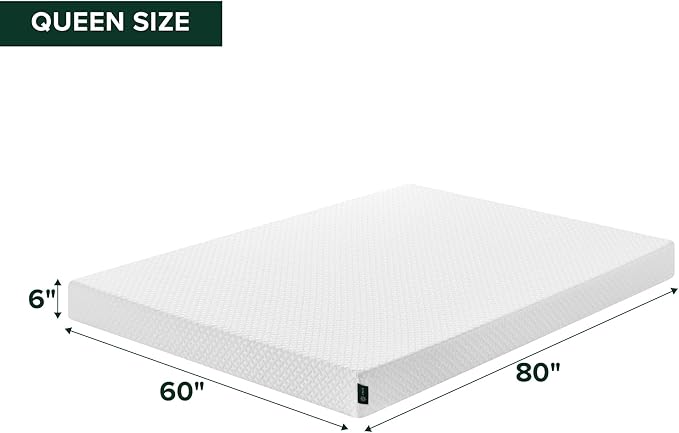 Zinus 6 Inch Queen Cooling Essential Memory Foam Mattress [NewVersion], Fiberglass Free, Medium Feel, Breathable Cooling Layers, Certified Safe Materials