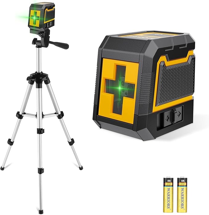 Laser-Level-with-Tripod, Green Cross Line Laser with Tripod Self-Leveling, Lazer Leveler Tool for Picture Hanging Construction Floor Tile Wall Home Renovation, Indoor Project
