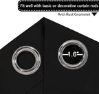 H.VERSAILTEX 100% Blackout Curtains for Sliding Glass Door Room Divider Curtains Noise Reduce Curtain Panel Portable Window Screen Sliding Partition, W120 x L96 inches/8' Tall by 10' Wide, Black