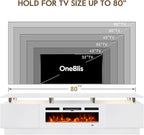 80" Entertainment Center & TV Stand, Modern Media Console with Storage Cabinet, Fits TVs up to 90", Living Room Furniture, 36" Electric Fireplace (All White)