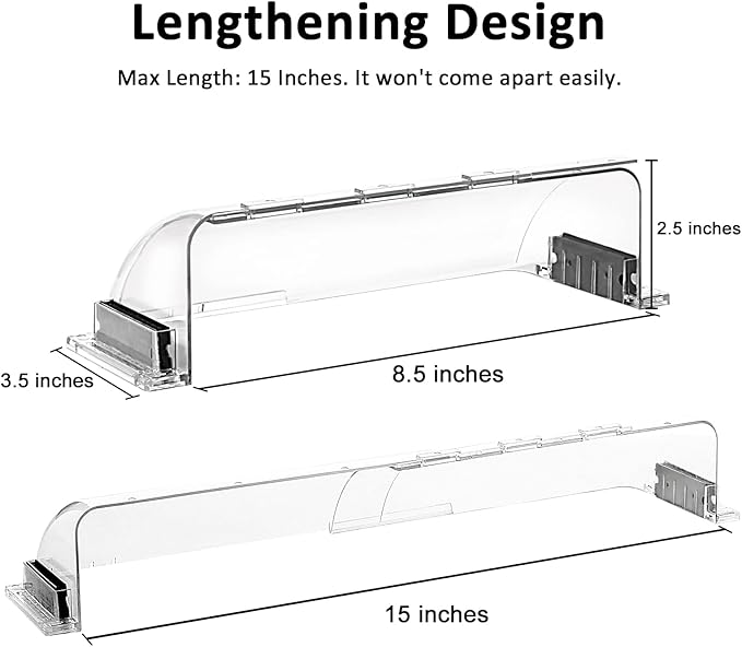 4 Pack Transparent Adjustable Air Deflector for Vents, Sidewalls and Ceiling Registers, 8.5" to 15"