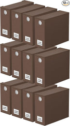SpaceAid 12 Pack Bed Sheet Organizers and Storage, Foldable Sheet Organizer for Linen Closet, Sheets Set Folder Keeper with Window XL (Queen & King Size) Bedding Container (Brown, 12 Pack)