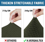 H.VERSAILTEX 4 Piece Stretch Sofa Covers for 3 Cushion Couch Covers for Living Room Furniture Slipcovers (Base Cover Plus 3 Seat Cushion Covers) Thicker Jacquard Fabric (Large Sofa, Olive)