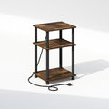 Furinno JUST Night Stand, 3-Tier Turn-N-Tube Nightstand with Charging Station, Bedside Table, End Table, Side Table with USB and Type-C Charging Port, for Bedroom, Closet, Dorm, Amber Pine