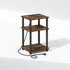 Furinno JUST Night Stand, 3-Tier Turn-N-Tube Nightstand with Charging Station, Bedside Table, End Table, Side Table with USB and Type-C Charging Port, for Bedroom, Closet, Dorm, Amber Pine