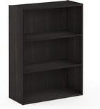 Furinno PASIR Book Shelf, 3-Tier Bookshelf, Storage Shelves Bookcase, 9.7 x 23.7 x 31.5, for Living Room, Bedroom, Home Office, Espresso