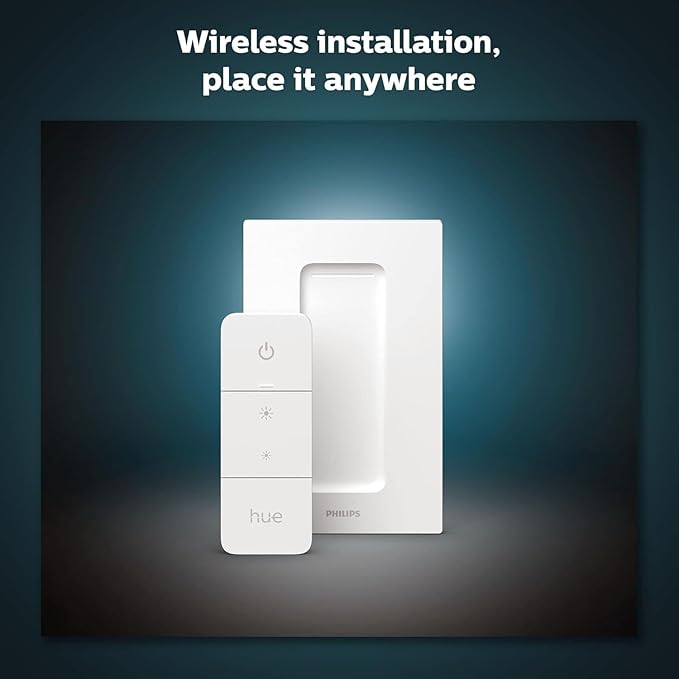 PHILIPS Hue Smart Dimmer Switch with Remote, White, 1 Pack, Turns Hue Lights On, Off, Dims or Brightens, Smart Home Control, Requires Hue Bridge, Easy, No-Wire Installation