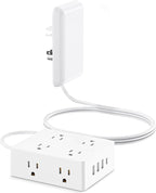 Flat Extension Cord with Outlet Cover, Olcorife Flat Plug Power Strip with 8 Outlets and 4 USB Ports, 2000 Joules Surge Protector, 3 FT Cord Hidden Outlet Extender for Tight Spaces