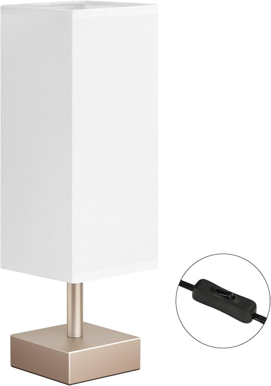 aooshine Antique Small Table Lamp - Bedside Lamp for Bedroom, Minimalist Nightstand Lamp with Square Fabric Shade, Desk Lamp for Kids Room Dorm