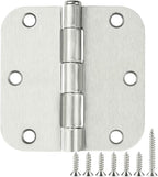 42 Pack Rounded Door Hinges Brushed Nickel 3.5 inch x 3-1/2", 5/8" Radius Heavy Duty Steel Iron 3 ½"Hinge for Doors, Interior Room,Outdoor Window,Constructition Hardware Kit Home Decor Essentials