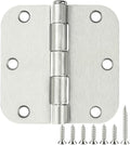 36 Pack Rounded Brushed Nickel Door Hinges 3.5 Inch x 3 ½" 5/8" Radius 3 1/2" Satin Hinge Flat Bifold Easy Install for Bed Room Pantry Clean Glass Glass French Interior Wood Doors,Table,Hardware