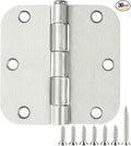 30 Pack Rounded Satin Door Hinges Brushed Nickel 3.5 Inch Interior 3 1/2 Inch 5/8" Radius Corners Iron Bifold Silver Residential Bed Room Hinge for Doors Hardware Controls House Decor Accessories