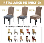 H.VERSAILTEX Velvet Dining Chair Covers Stretch Chair Covers for Dining Room Set of 6 Parson Chair Slipcovers Chair Protectors Covers Dining, Soft Thick Solid Velvet Fabric Washable, Taupe
