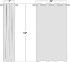 NICETOWN White Room Darkening Curtain 95 inches Long for Living Room - (50% Blackout) Grommet Top Thermal Insulated Window Treatment Sound Reducing Drape for Bedroom (1 Panel, W52 x L95)