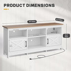 YITAHOME TV Stand for 65 Inch TVs, Entertainment Center with Storage Cabinets, Power Outlet & LED Light, Media Console Living Room Furniture, White