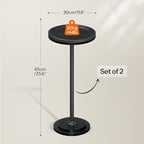 HOOBRO Small Round Side Tables, Set of 2, Drink Tables, Coffee Martini Tables with Pedestal Accent for Small Spaces in Living Room, Bedroom, Sofa Couch, Black BB168BZP201