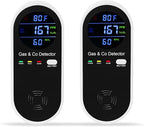 2 Packs Combination Natural-Gas and Carbon-Monoxide-Detector,Koabbit 4-in-1 CO/LPG/LNG Explosive Gas Detector Alarm with Temperature(°F) & Humidity for Home,RV,Hotel,Apartment