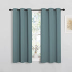 NICETOWN Greyish Blue Kitchen Window Curtains Over Sink - Window Treatment Thermal Insulated Grommet Light Blocking Curtains & Drapes for Bedroom/Bathroom, 2 Panels, W34 x L50