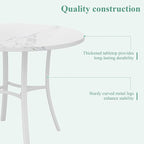 VECELO 36" Round Dining Table for 4, Faux Marble Dinette with Metal Frame for Kitchen, Apartment, Home, Space-Saving, Off White