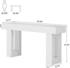 Tribesigns 63-Inch Long Console Table, Wooden Rectangular Sofa Table Behind The Couch, Farmhouse Entryway Table for Entrance, Hallway, Living Room (White)