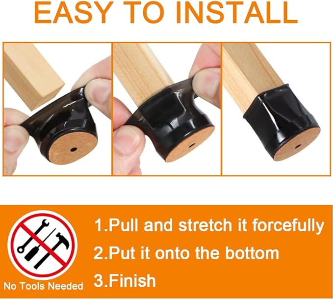 24 Pcs Chair Leg Floor Protectors for Hardwood Floors Silicone Covers to Protect Wood Tile Floors Felt Bottom Furniture Leg Caps Anti-Scratch Reduce Noise (Fit:0.9"-1.29")