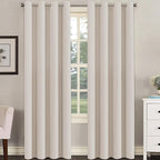 H.VERSAILTEX Blackout Curtain for Living Room Thermal Insulated Window Treatment Curtain Extra Long 84 inch Length Energy Saving Solid Grommet Top Blackout Drape, One Panel, Natural, 52" W x 84" L