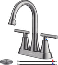 Bathroom Faucets for Sink 3 Hole, Hurran 4 inch Brushed Grey Bathroom Sink Faucet with Pop-up Drain and Supply Hoses, Stainless Steel Lead-Free Centerset Touch On Faucets for Vanity RV