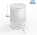 Everlasting Comfort 2.5L Top Fill Humidifier for Bedroom – Quiet, Easy to Fill & Clean, 24HR Runtime, Night Lights, Timer, Ultrasonic Cool Mist, Auto Shut-Off, Essential Oil Diffuser - White