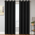 H.VERSAILTEX Blackout Curtains for Bedroom Thermal Insulated Living Room Curtains 102 Inch Long Grommet Privacy Protection Window Curtain Panels/Drapes for Nursery, 2 Panels, Jet Black