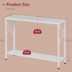 Tajsoon Console Table 41.8”, 2-Tier Entryway Table Narrow Sofa Table with Shelves, Entrance Table with Stable X-Frame, for Entryway, Hallway, Living Room, Foyer, Corridor, Office, White