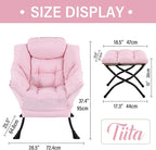 Tiita Lazy Chair with Ottoman, Pink Modern Large Accent Chair, Comfy Leisure Sofa Armchair with Ottoman, Reading Chair with Footrest for Bedroom, Living Room, Dorm Rooms, Pink