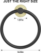 SetSail Towel Holder for Bathroom Wall 4 Packs Towel Ring Stainless Steel Heavy Duty Hand Towel Hanger for Bathroom Screw-in, Black and Gold