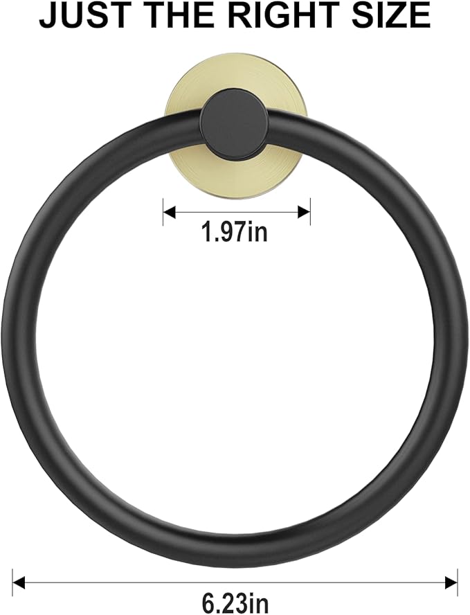 SetSail Towel Holder for Bathroom Wall 4 Packs Towel Ring Stainless Steel Heavy Duty Hand Towel Hanger for Bathroom Screw-in, Black and Gold