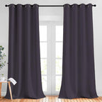NICETOWN Room Darkening Curtains for Living Room, Grommet Window Treatment Thermal Insulated Solid Sound Reducing Drapes for Bedroom, Greyish Purple, Set of 2, W52 x L102