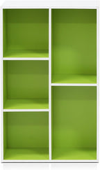 Furinno LUDER Book Shelf, 5-Cube Bookshelf, Reversible Bookcase, 9.4 x 19.5 x 31.5, Easy Assembly, for Living Room, Bedroom, Home Office, White/Green