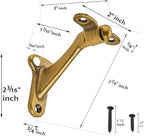 khtumeware 10 Pack 3 Inch Antique Brass Hand Rail Bracket Heavy Duty Hardware for Stairways, Home or Office Stair Support Handrail Brackets