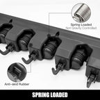 IMILLET Mop and Broom Holder, Wall Mounted Organizer-Mop and broom Storage Tool Rack with 5 Ball Slots and 6 Hooks (Black)